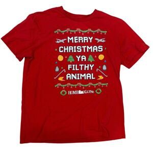 Woman's Home Alone Merry Christmas Ya Filthy Animal T-shirt Red Size XL